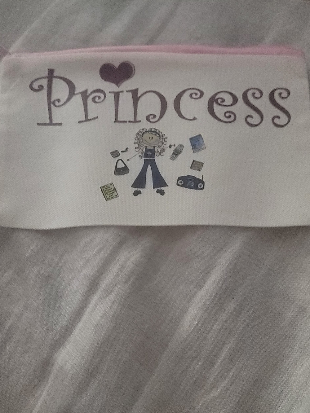 90s Gurl 'Princess' Pink & White Cosmetic Pouch Money Pouch